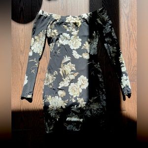 Golden Floral Mini Dress